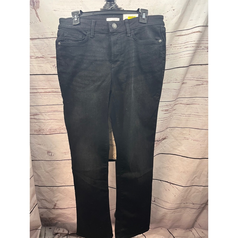 LC Lauren Conrad Womens Mid Rise Bootcut Jeans Black Stretch Size 12 NWT
